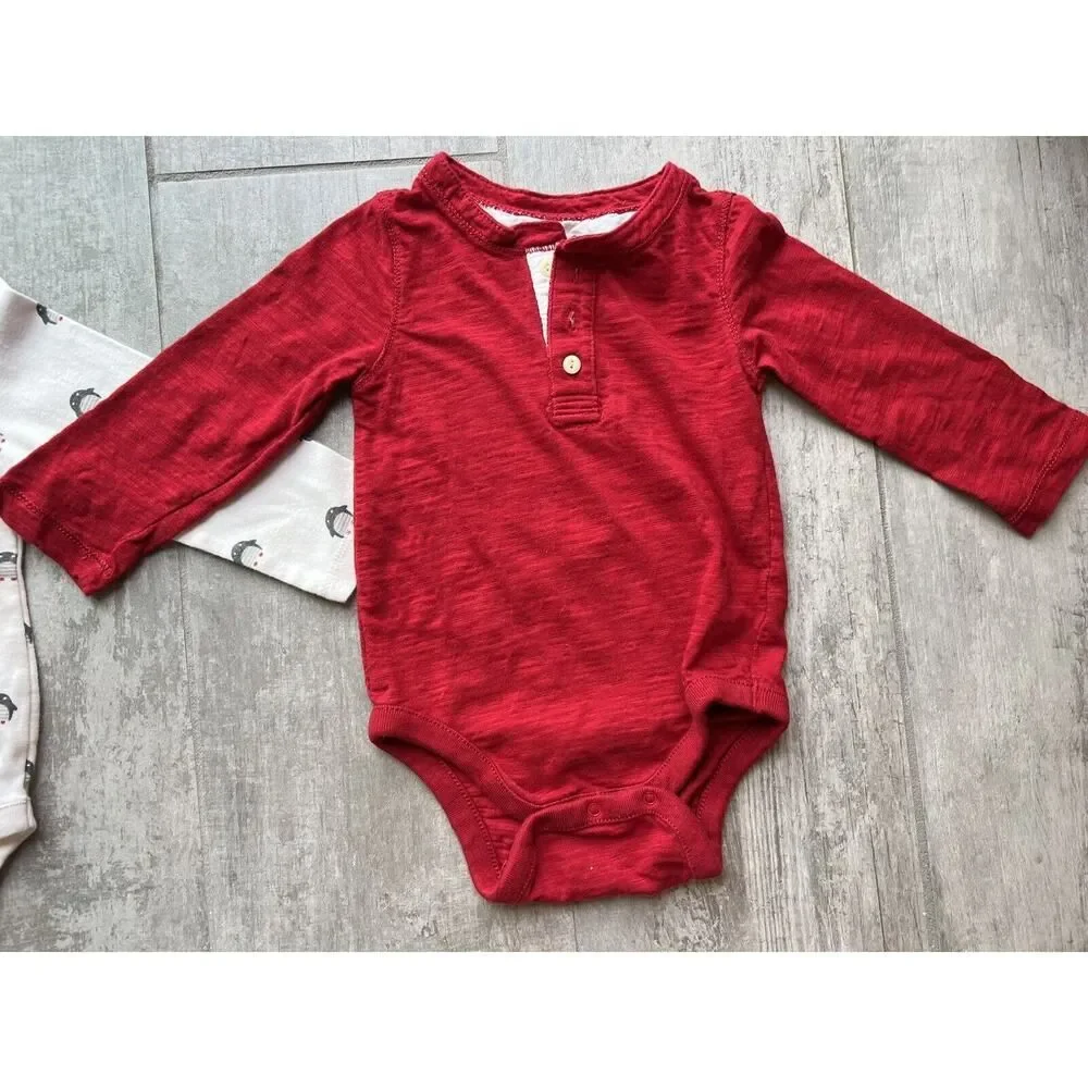 BABY GAP Toddler One Piece Long Sleeve Bodysuits Lot Set of 3 Cotton 12-18m